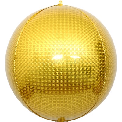 Шар 3D (24''/61 см) Сфера, Стерео, Золото, Голография, 1 шт