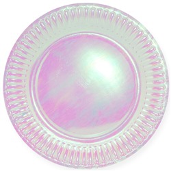 Тарелки (9''/23 см) Розовый перламутр, Голография, 6 шт
