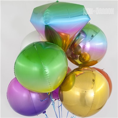 Шар 3D (22''/56 см) Сфера, Фуше/Фиолетовый, Градиент, 1 шт