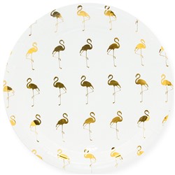 Тарелки (9''/23 см) Золотой фламинго, Белый, Металлик, 6 шт