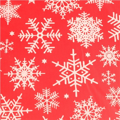 Скатерть одноразовая, Снежинки, Красный/Белый, 137*274 см, 1 шт