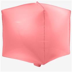 Шар 3D (20''/51 см) Куб, Макарунс, Розовый коралл, 1 шт