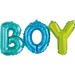 Фольгированный шар (27''/69 см) Фигура, Надпись "Boy", Разноцветный, 1 шт