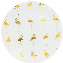Тарелки (7''/18 см) Золотой фламинго, Белый, Металлик, 6 шт