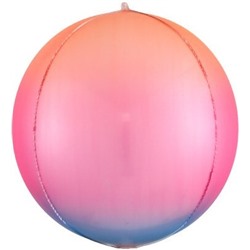 Шар 3D (20''/51 см) Сфера, Розовый, Градиент, 1 шт