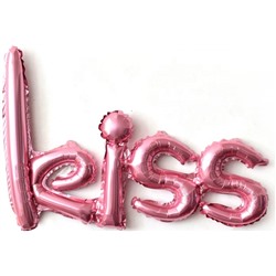 Шар из фольги (30''/76 см) Фигура, Надпись "Kiss", Розовый, 1 шт
