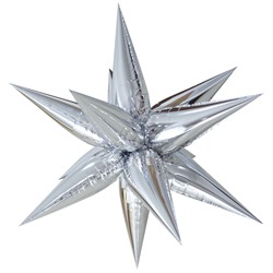 Фольгированный шар (26''/66 см) Фигура, Звезда составная, Серебро, 1 шт