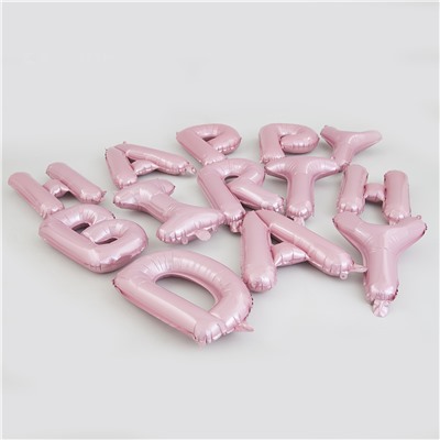 Набор шаров-букв из фольги (16''/41 см) Мини-Надпись "Happy Birthday", Розовый, 1 шт. в упак