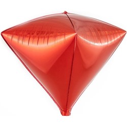 Шар 3D (24''/61 см) Алмаз, Красный, 1 шт