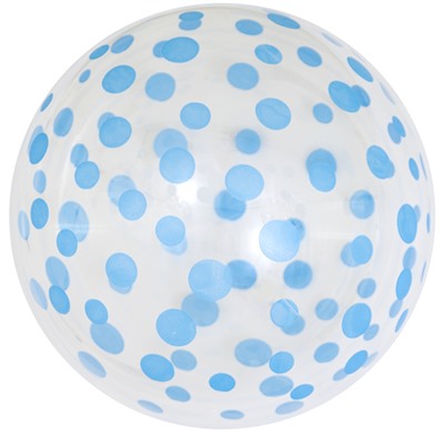 Шар (18''/46 см) Сфера 3D, Deco Bubble, Голубое конфетти, Прозрачный, Кристалл, 50 шт