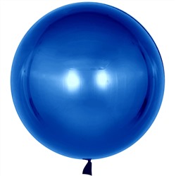 Шар с клапаном (18''/46 см) Сфера 3D, Deco Bubble, Синий, Хром, 10 шт