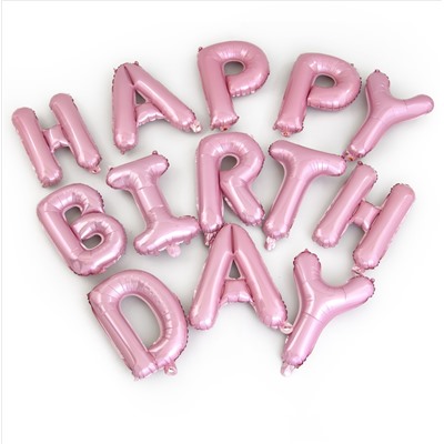 Набор шаров-букв из фольги (16''/41 см) Мини-Надпись "Happy Birthday", Розовый, 1 шт. в упак