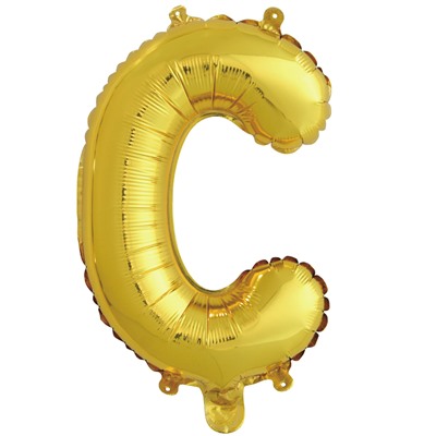 Фольгированный шар с клапаном (16''/41 см) Мини-буква, С, Золото, 1 шт. в упак