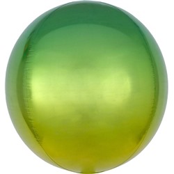 Шар 3D (22''/56 см) Сфера, Зеленый/Желтый, Градиент, 1 шт