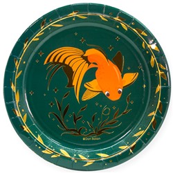 Тарелки (9''/23 см) Золотые рыбки, Темно-зеленый, Металлик, 6 шт