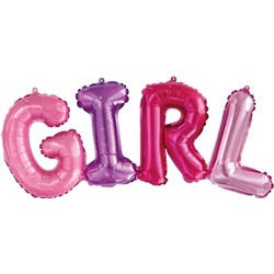 Фольгированный шар (43''/109 см) Фигура, Надпись "Girl", Разноцветный, 1 шт
