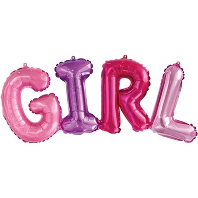 Фольгированный шар (43''/109 см) Фигура, Надпись "Girl", Разноцветный, 1 шт