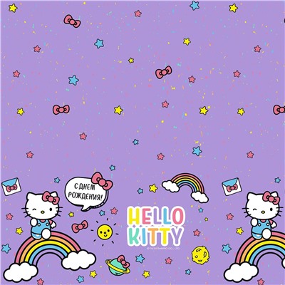 Скатерть одноразовая, Hello Kitty, Сиреневый, 120*180 см, 1 шт
