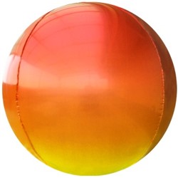 Шар 3D (22''/56 см) Сфера, Красный/Желтый, Градиент, 1 шт