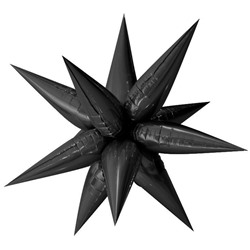 Шар 3D (26''/66 см) Звезда, Составная, Черный, 1 шт. в упак
