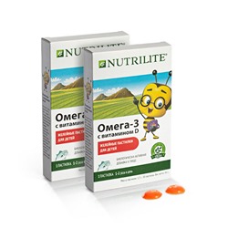 Месячный запас NUTRILITE™ Омега-3 с витамином D в форме детских желейных пастилок
