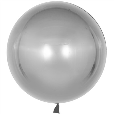 Шар с клапаном (18''/46 см) Сфера 3D, Deco Bubble, Серебро, Хром, 10 шт