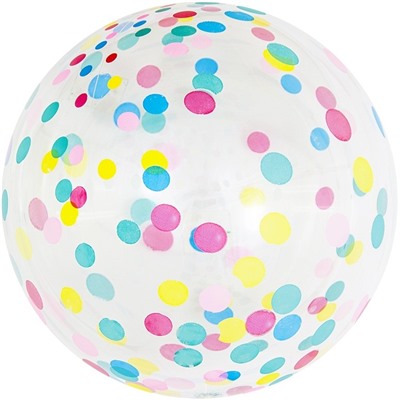 Шар (18''/46 см) Сфера 3D, Deco Bubble, Разноцветное конфетти, Прозрачный, Кристалл, 50 шт