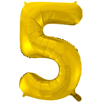 Воздушный шар (34''/86 см) Цифра, 5, Золото, 1 шт.