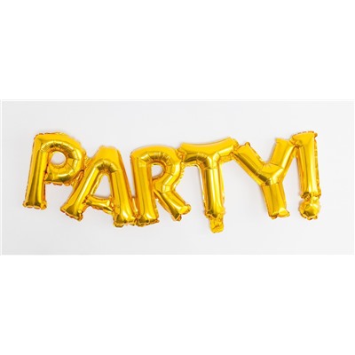 Шар из фольги (42''/107 см) Фигура, Надпись "Party", Золото, 1 шт