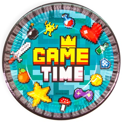 Тарелки (7''/18 см) Game Time, Пиксели, 6 шт