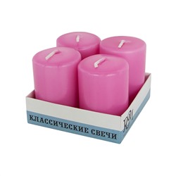 Свечи классические Столбики, Розовый, 6*4 см, 4 шт