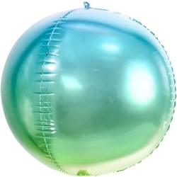 Шар 3D (24''/61 см) Сфера, Зеленый/Голубой, Градиент, 1 шт