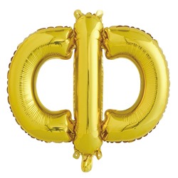 Фольгированный шар с клапаном (16''/41 см) Мини-буква, Ф, Золото, 1 шт. в упак