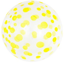 Шар (18''/46 см) Сфера 3D, Deco Bubble, Желтое конфетти, Прозрачный, Кристалл, 50 шт