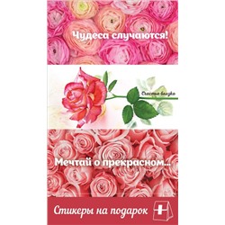 Наклейки-стикеры на подарок Мечтай о прекрасном...(розы), 9*15 см, 20 шт.