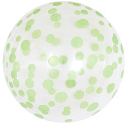 Шар (18''/46 см) Сфера 3D, Deco Bubble, Зеленое конфетти, Прозрачный, Кристалл, 50 шт