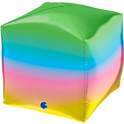Шар 3D (18''/46 см) Куб, Радужный, 1 шт