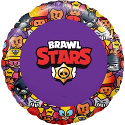 Шар (18''/46 см) Круг, Brawl Stars, Команда бойцов, дизайн №1, Фиолетовый, 1 шт. в упак.