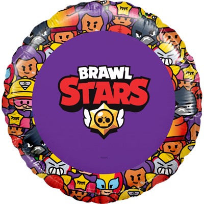 Шар (18''/46 см) Круг, Brawl Stars, Команда бойцов, дизайн №1, Фиолетовый, 1 шт. в упак.