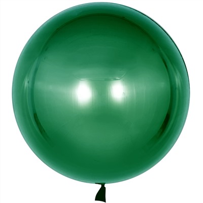 Шар с клапаном (18''/46 см) Сфера 3D, Deco Bubble, Зеленый, Хром, 10 шт